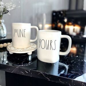 Rae Dunn YOURS & MINE Coffee Mug Set